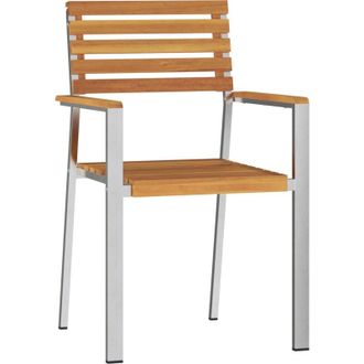 vidaXL Silla De Jard&iacute;n 2 Pcs Marr&oacute;n Madera Maciza De Acacia Vidaxl