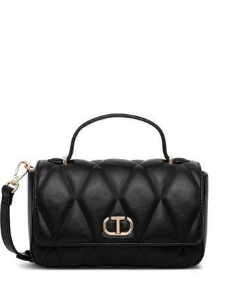 Twin-Set Borsa a tracolla con placca logo - Nero