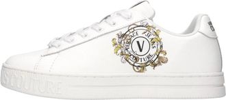 Versace Jeans Couture Sneakers met logoprint - Dames - Sneakers - Wit - 38 EU - Leer - Schoenen