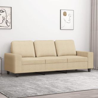 vidaXL Sof&aacute; De 3 Plazas De Tela Crema 180 Cm Vidaxl
