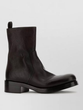 Prada leather ankle boots round toe design