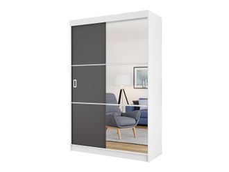Mirjan24 Mobilier1 - Armario Dover 111, Blanco + Grafito, 205x138x60cm, Puertas De Armario: Correderas, N&uacute;mero De Estantes: 0