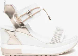 Nero Giardini Womens Platform Wedge Sandals In Metallic/white