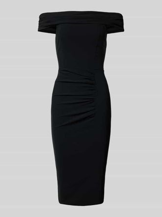 Sistaglam Knielanges Cocktailkleid mit Raffungen in Black, Gr&ouml;&szlig;e 36