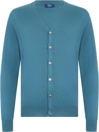 Fedeli Zacht Vest met Klassieke Kraag - Heren - Vesten - Blauw - L - Kasjmier - Truien & Vesten