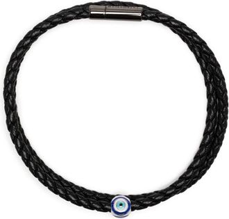 Tateossian Evil Eye braided bracelet - men - Calf Leather - One Size - Black