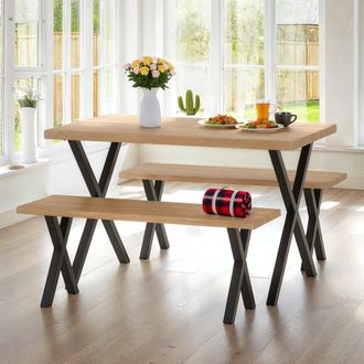 Seconique Buxton Dining Bench Set in Light Oak