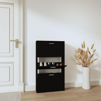 vidaXL Scarpiera Nera 59x17x108 cm in Legno Multistrato - Vidaxl
