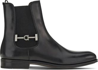 Ferragamo Mens Black Buckled Chelsea Boots, Size 10.5 EEE