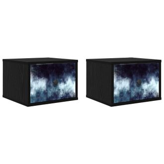 vidaXL Mesita De Noche De Pared Raalte 2 Uds. Roble Negro Vidaxl