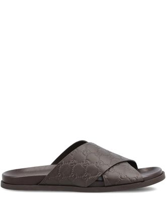 Gucci GG criss-cross flat sandals - Bruin