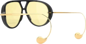 Bottega Veneta Womens Sunglasses Drop Aviator Black-Gold-Yellow Acetate Black/gold/yellow