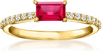 RS Pure by Ross-Simons Lab-Grown Ruby Ring With. Lab-Grown Diamonds in 18kt Gold Vermeil