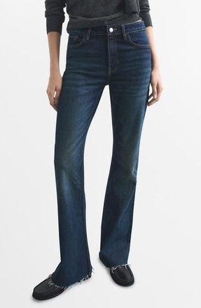 Mango Fiona Mid Rise Flare Jeans in Dark Blue at Nordstrom, Size 14