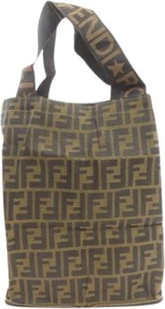 Fendi Pre-owned Canvas Eco Tote Bag - Dames - Vintage Shopper - Bruin - ONE Size - Vintage