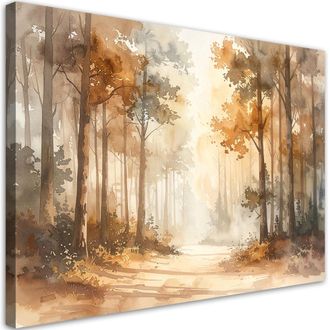 Feeby Impresi&oacute;n De Imagen, Bosque Brumoso Oto&ntilde;al Paisaje Forestal Acuarela Estilo Escandinavo, 120x80