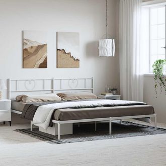 vidaXL Estructura Cama Sin Colch&oacute;n Con Cabecero Metal Blanco 193x203cm Vidaxl