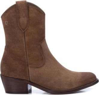 Xti Womens Italian Western Leather Booties In Taupe
