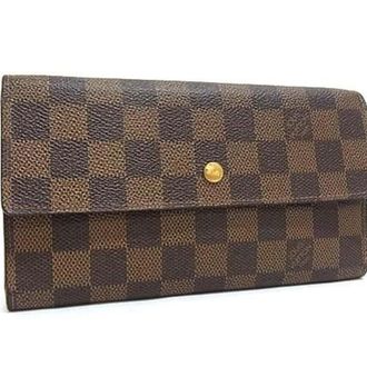 Louis Vuitton Damier Brown Pvc Leather Long Wallet (Tri-Fold) (Pre-Owned)