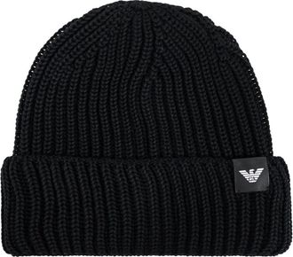 Emporio Armani Wollen muts - Heren - Hoeden - Zwart - M - Wol - Accessoires