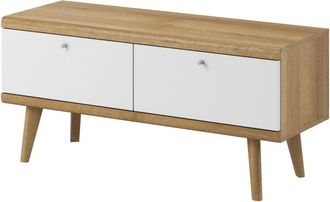 AKL FURNITURE Mueble para TV efecto madera Crema y Blanco