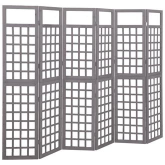 Berkfield Home 6-Panel Room Divider/Trellis Solid Fir Wood Grey 242.5x180 cm