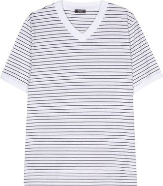 PESERICO V-neck striped T-shirt - men - Cotton - 52 - White