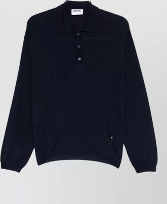 Moschino knit polo sweater long sleeves ribbed trims