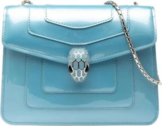 Bulgari Pre-owned Shoulder Bags, female, Blue, Size: ONE SIZE Pre-owned Leather Shoulder Bag