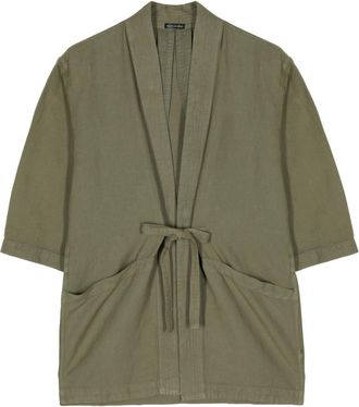 maharishi tie-fastening cotton-hemp jacket - men - Hemp/Cotton - S - Green