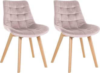 Clp Clp - Set De 2 Sillas De Comedor Brook En Terciopelo Rosado