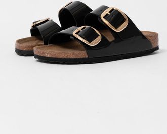 Birkenstock Arizona Arizona Grote Gespsandalen in Birko-Flor Patente in Zwart