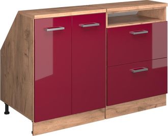 Vicco Conjunto De Armarios Para Techo Inclinado Rion, Rojo De Alto Brillo, 120 Cm Lote De 2 Carcasas De Armario 60 Cm De Profundidad, Vicco
