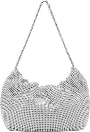 Mango Crystal Mesh Shoulder Bag in Silver at Nordstrom