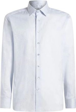 Etro Cotton Jacquard Shirt Aq 043 - Heren - Zakelijke Overhemden - Blauw - 4XL - Katoen - Overhemden