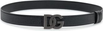 Dolce & Gabbana Kalfsleren Riem met Gekruiste Logo Gesp - Heren - Riemen - Zwart - 115 CM - Leer - Accessoires