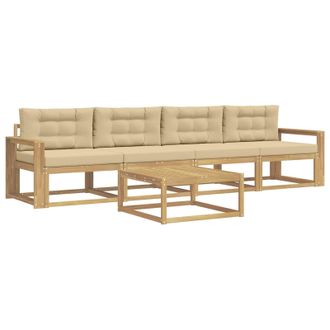 vidaXL Conjunto De Sof&aacute;s De Exterior Con Coj&iacute;n 4 Pcs Y Beige Vidaxl