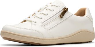 Clarks Womens Bryianne Bayla Sneaker, Off-white Leather, 8.5 Wide