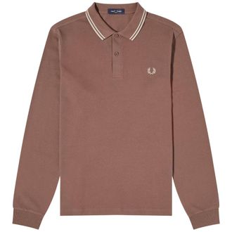 Fred Perry Maroon Long Sleeve Brick Brown Poloshirt