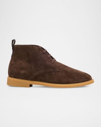 Bottega Veneta Mens Astaire Suede Intrecciato Tab Lace-Up Ankle Boots