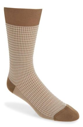 Pantherella Smythson Textured Check Dress Socks in Clay at Nordstrom, Size Medium