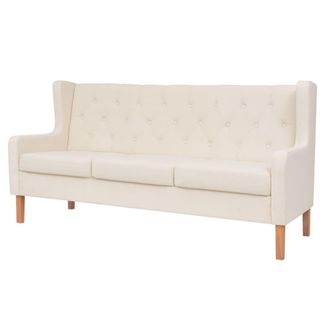 vidaXL Sof&aacute; De 3 Plazas De Tela Color Blanco Crema Vidaxl