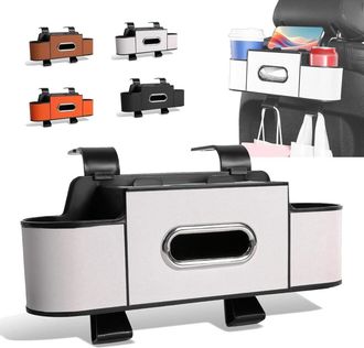 OEM Organizador 3 En 1 Para El Asiento Trasero Del Coche Con Portavasos, Caja Para Pa&ntilde;uelos Y Ganchos Compatible Con La Mayor&iacute;a De Los Modelos De Coche (b