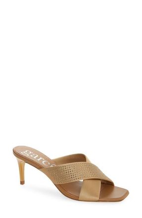 Pedro Garcia Idonna Crystal Studded Sandal in Brulee Satin at Nordstrom, Size 8.5Us