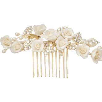 Untamed Petals Victoria Crystal Floral Comb in Gold at Nordstrom