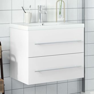 vidaXL Mueble De Ba&ntilde;o Con Lavabo Integrado Blanco Vidaxl