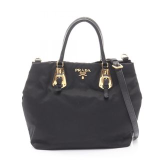 Prada Black Nylon Leather Tote Bag (Pre-Owned)