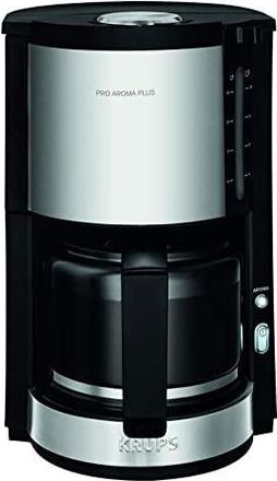 Krups Proaroma Plus - Cafetera (independiente, Cafetera De Filtro, 1,25 L, 1100 W, Negro, Acero Inoxidable, Transparente)