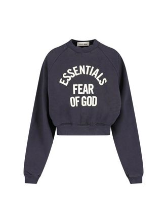 Fear of God Black Cropped Arched Logo Raglan Sweatshirt