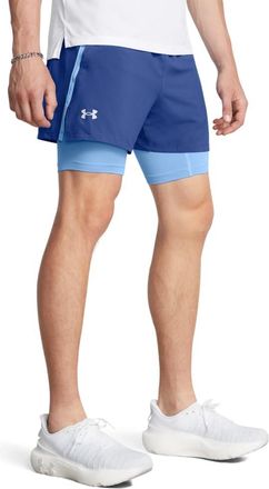 Under Armour Mens UA Launch 2 in 1 7 Shorts Blue 3XL